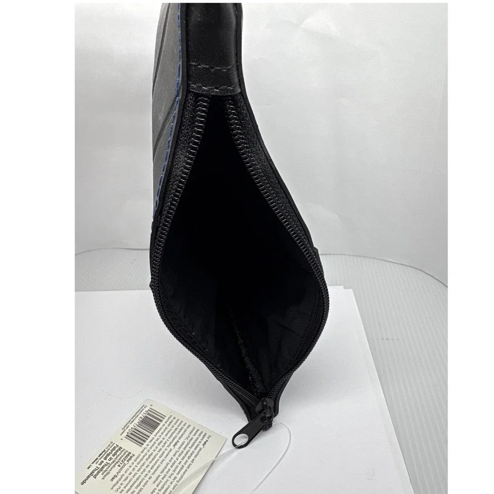 Design Ideas Folio Pouch Recycled Tire Rubber Medium Black Zippered Bag‎